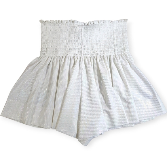 QUEEN OF SPARKLES Swing Shorts In White Metallic Holographic Small - Picture 3 of 7